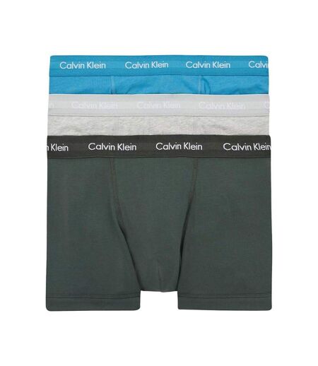 X3 Boxers Vert/Bleu/Gris Homme Calvin Klein Jeans Trunk 3p - L