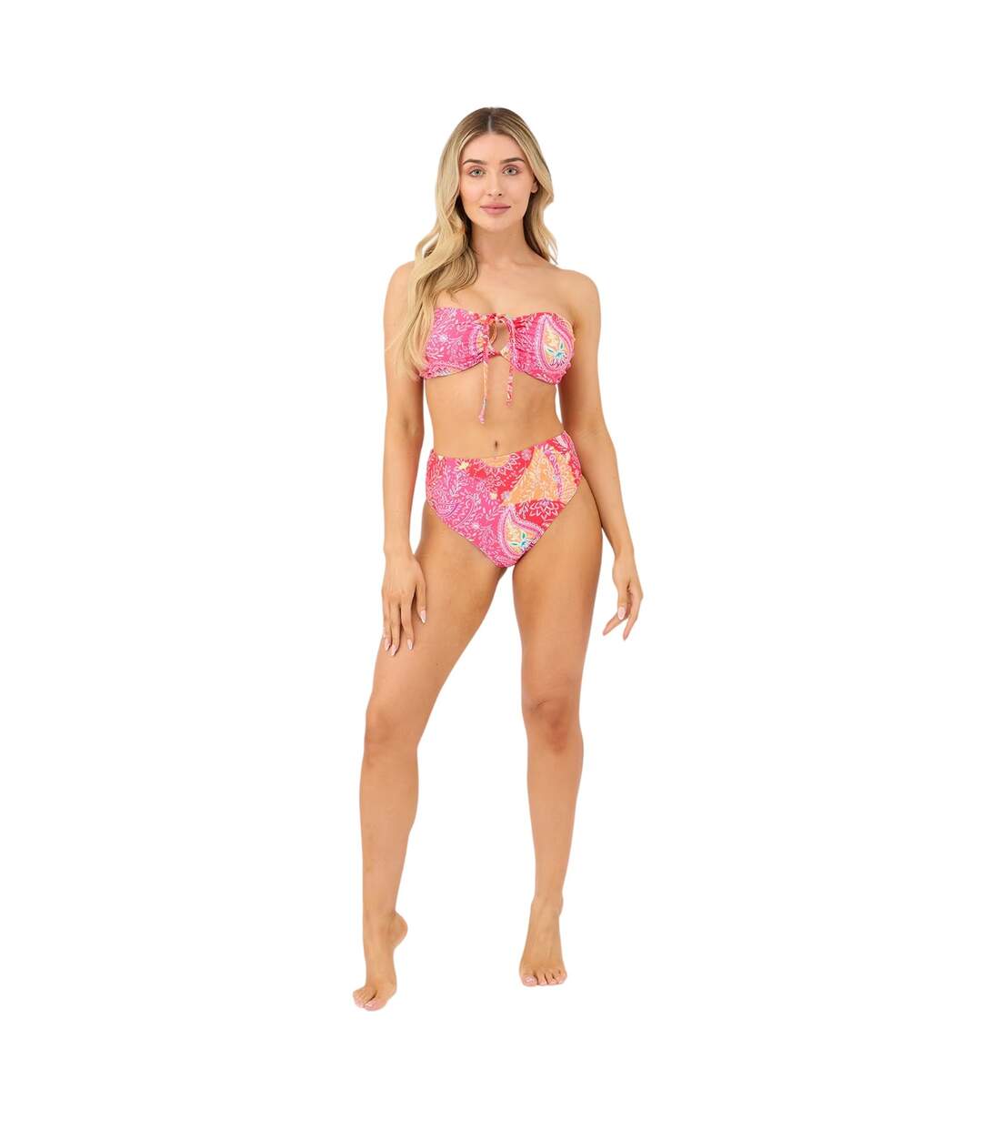 Womens/ladies Tie Detail Bandeau Two-piece Swimsuit Multicoloured Be You-1