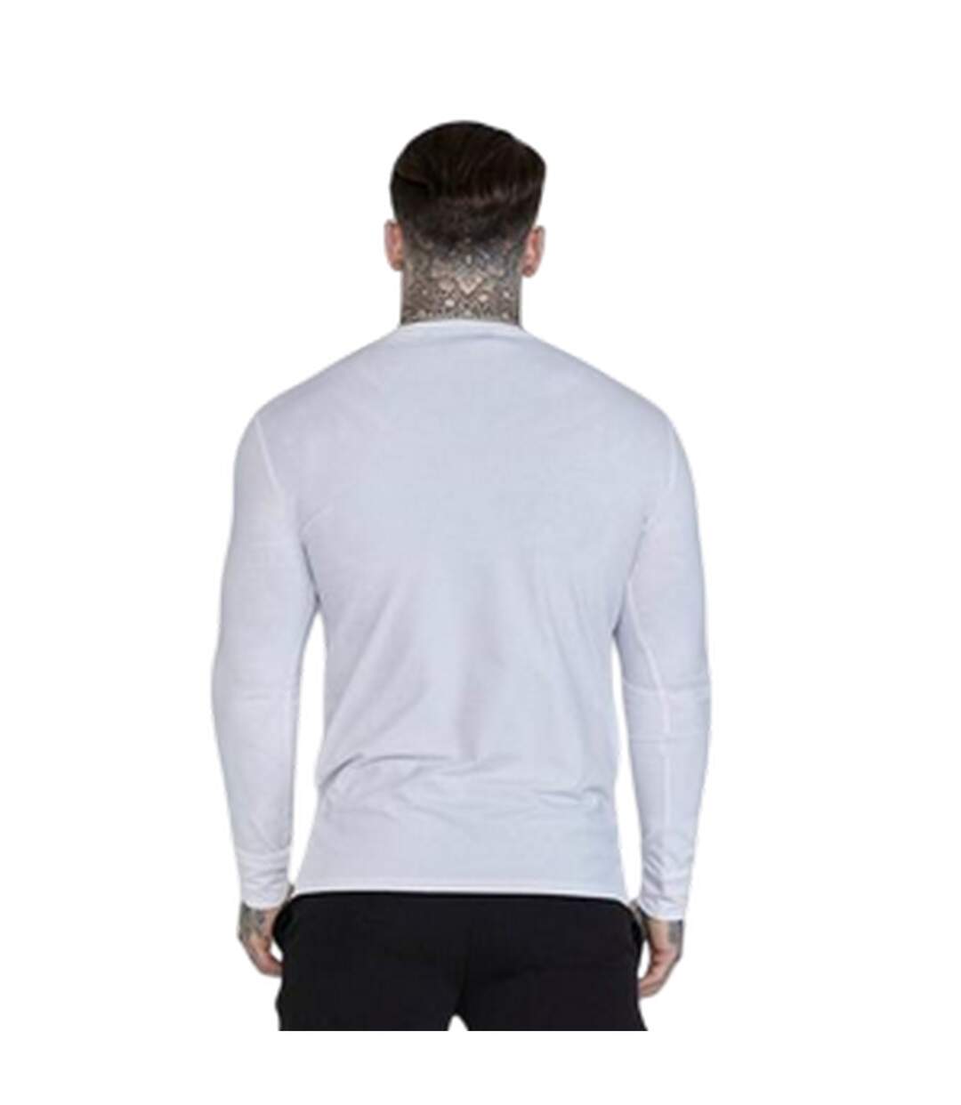 Mens Embroidered Logo Fitted Long-sleeved T-shirt White SikSilk-3