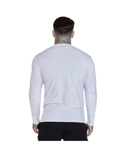 Mens Embroidered Logo Fitted Long-sleeved T-shirt White SikSilk