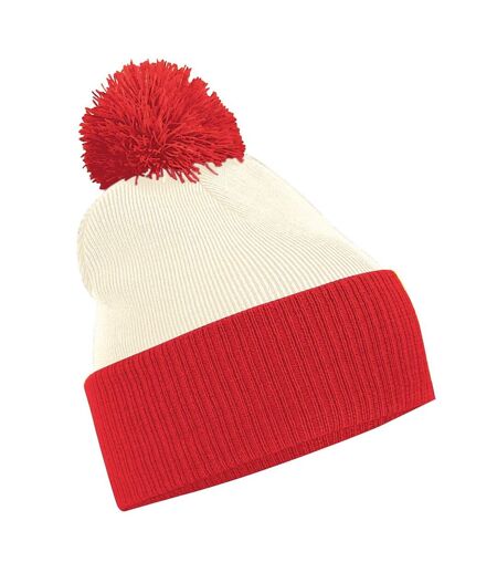 Snowstar Two Tone Beanie Off White Bright Red Beechfield
