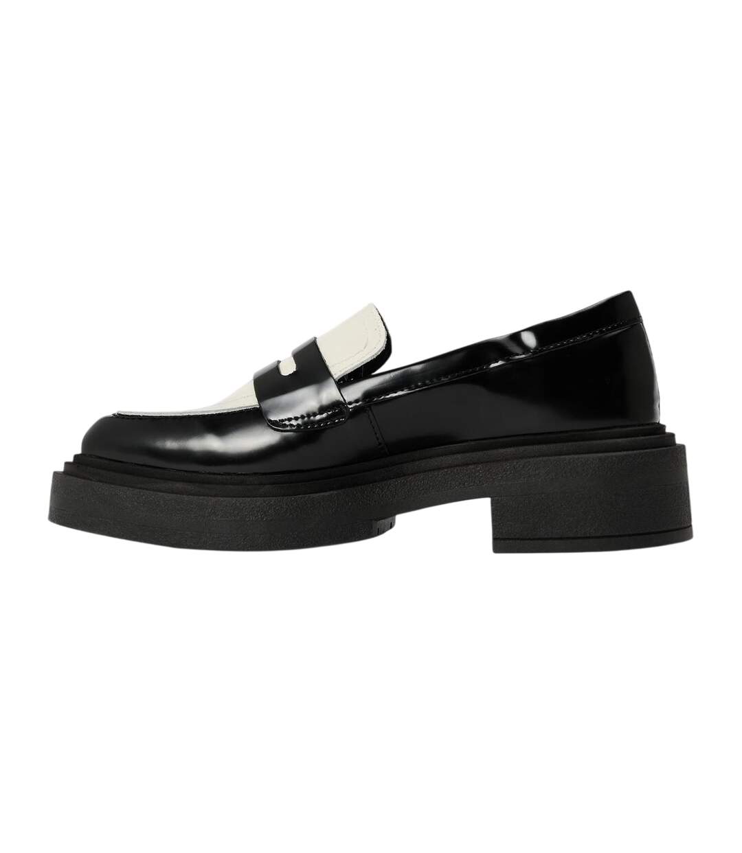 Womens/ladies Charley Penny Loafers Black Off White Steve Madden-2
