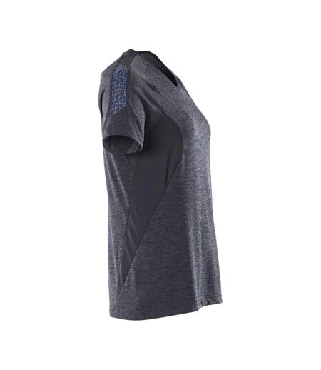 Womens/ladies Accelerate Coolmax V Neck T-shirt Dark Navy Mascot