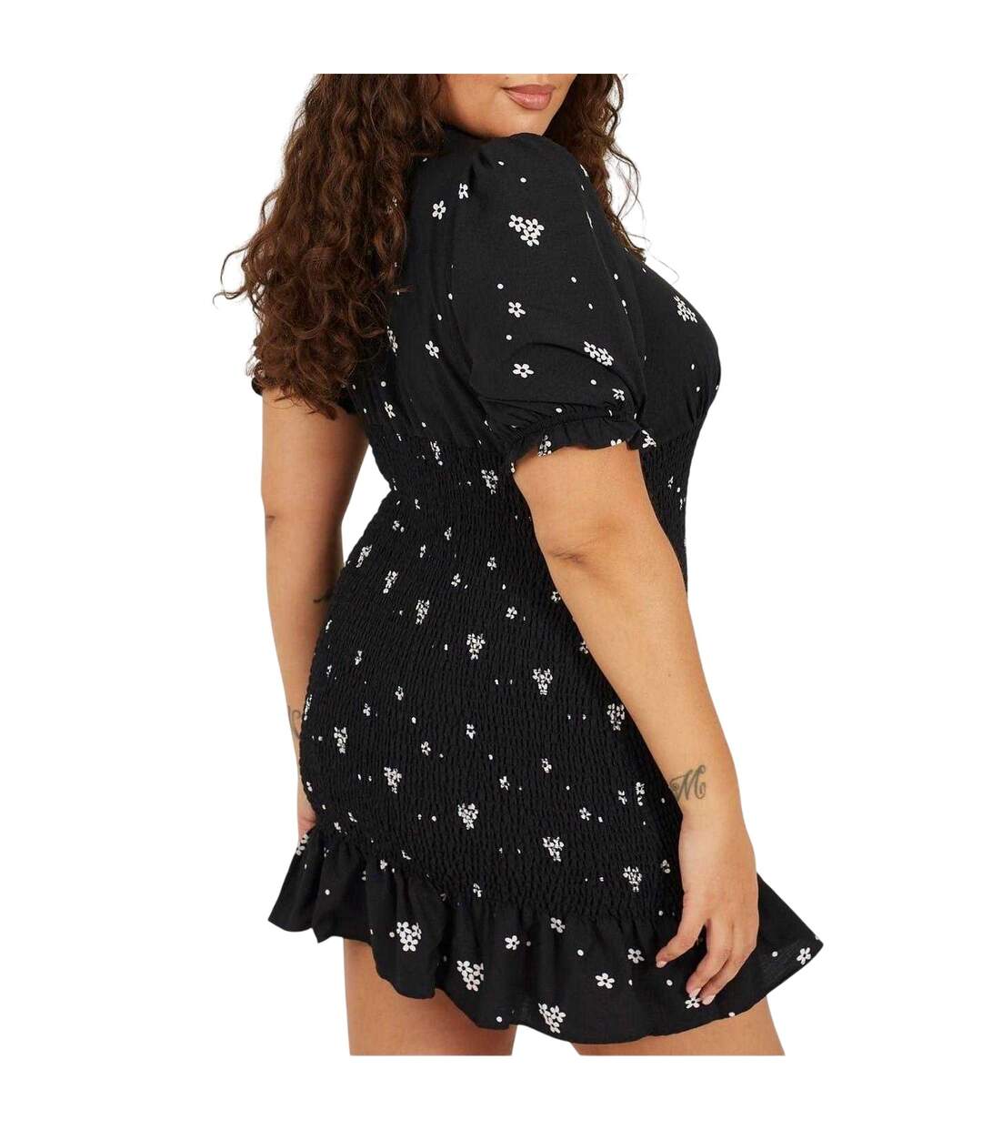 Robe Courte Manches Bouffantes Femme Noir Blanc Brave Soul-3