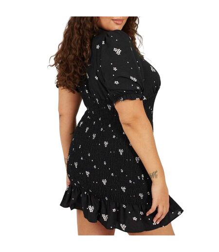 Robe Courte Manches Bouffantes Femme Noir Blanc Brave Soul