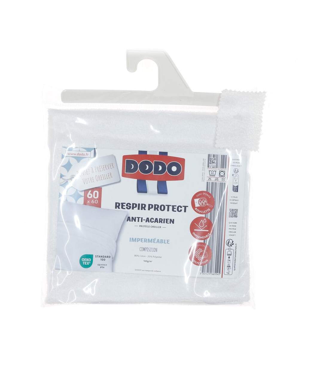 Protège oreiller imperméable blanc dodo 60x60 - 60x60-1