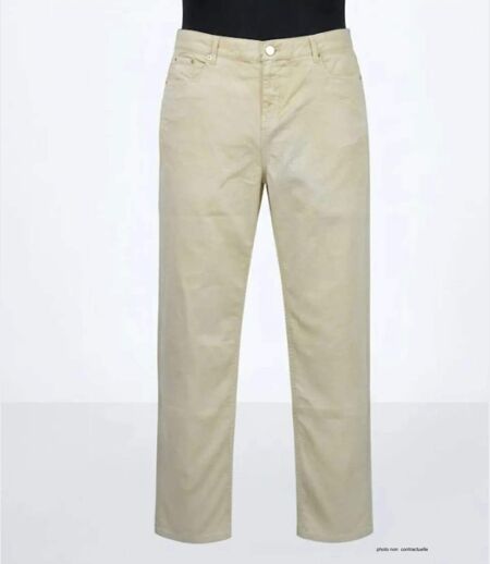 Pantalon 5 poches AXONE Balade - Toile gabardine coton stretch Beige pour une allure lumineuse et confortable
