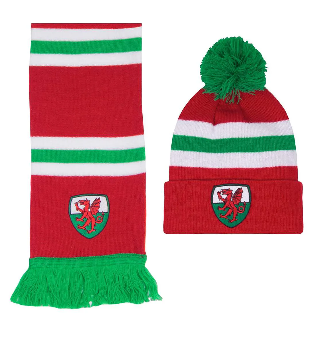 Ensemble Bonnet Et Écharpe Wales Adulte Taille Unique Rouge Blanc Vert Fan Originals-1