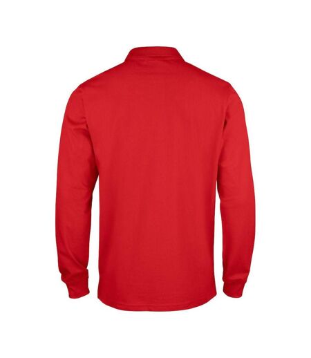 Mens Classic Lincoln Long-sleeved Polo Shirt Red Clique