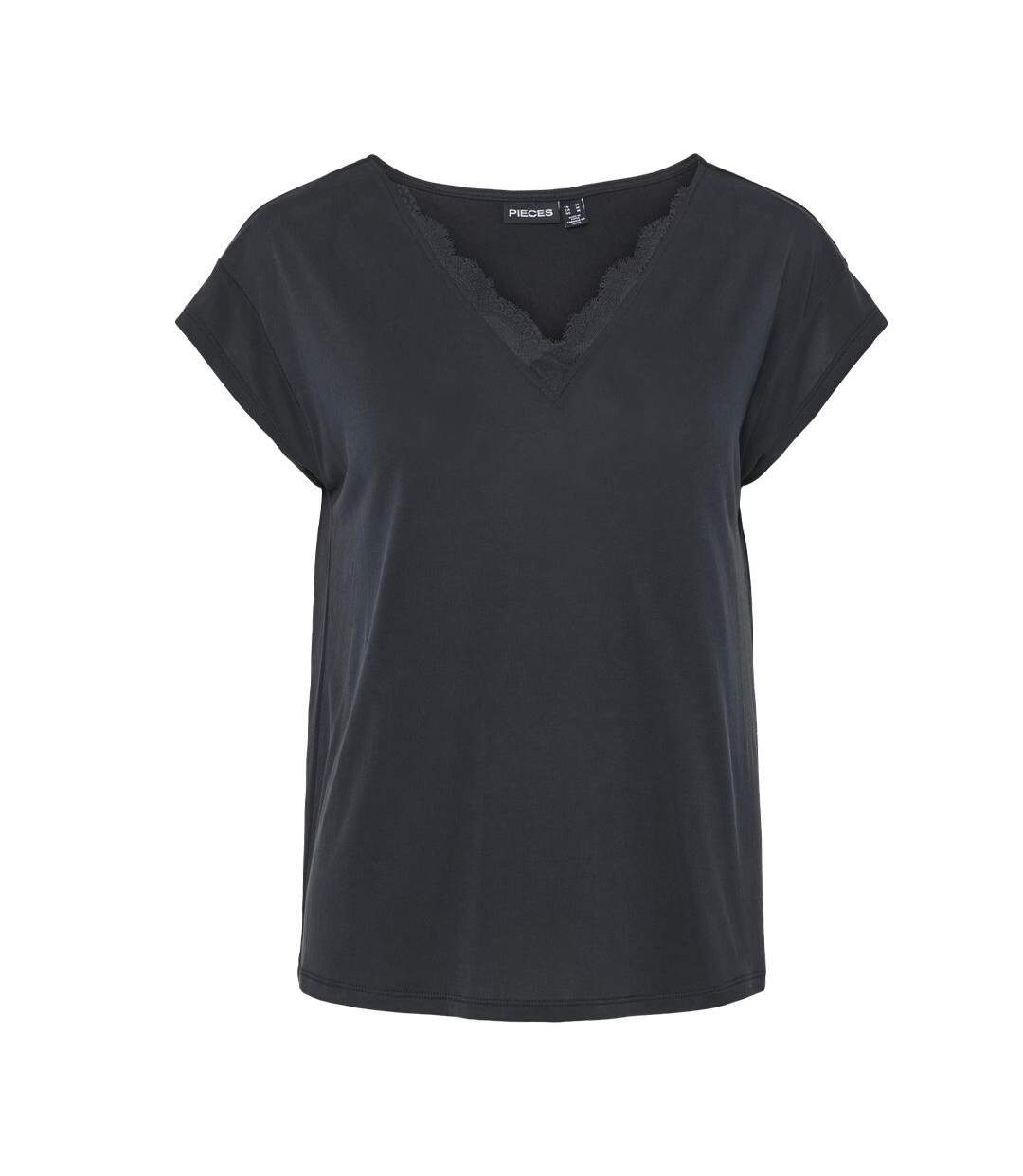 T-Shirt noir femme pieces kamala - l-1