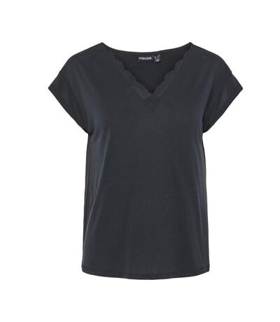 T-Shirt noir femme pieces kamala - l