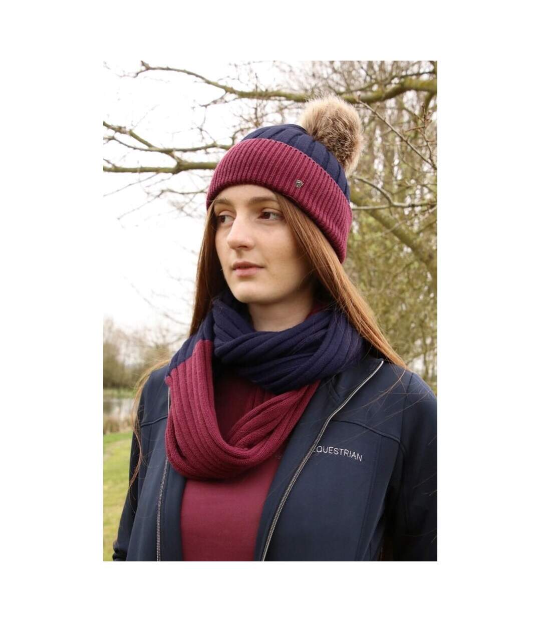 Womens/ladies synergy luxury snood one size navy/fig Hy-2