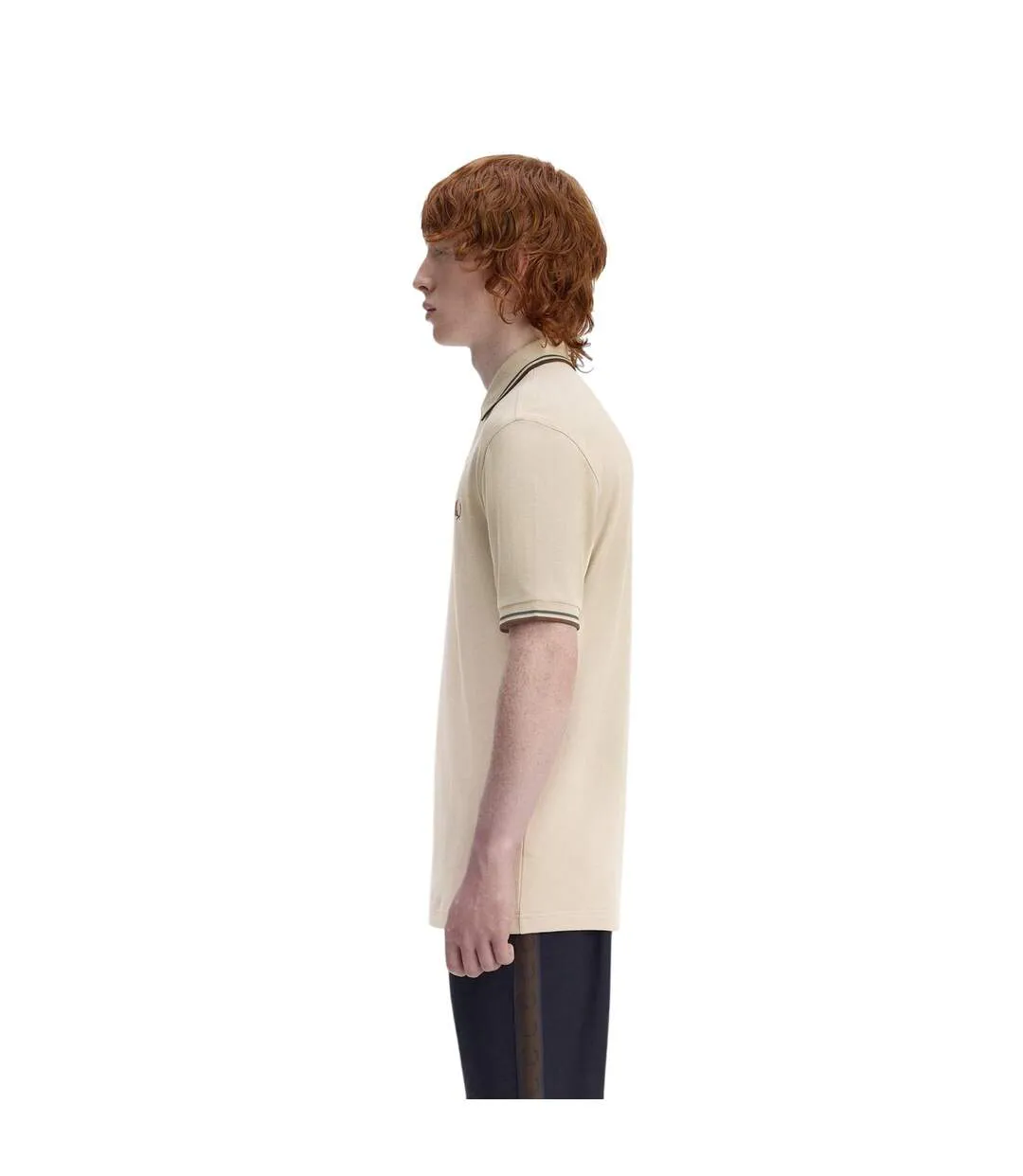 Mens Twin Tip Polo Shirt Warm Beige Fred Perry-4