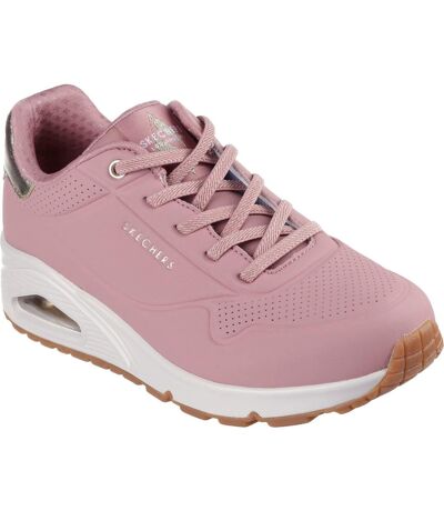 Womens/ladies uno shimmer away trainers rose Skechers