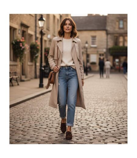 OZABI Mocassins Femme Bobo Chic Nœud Pampilles Daim Synthétique