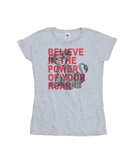 Disney T-shirt en coton Le Roi Lion Power Of Roar Femme/Ladies (Gris sportif) - UTBI25241