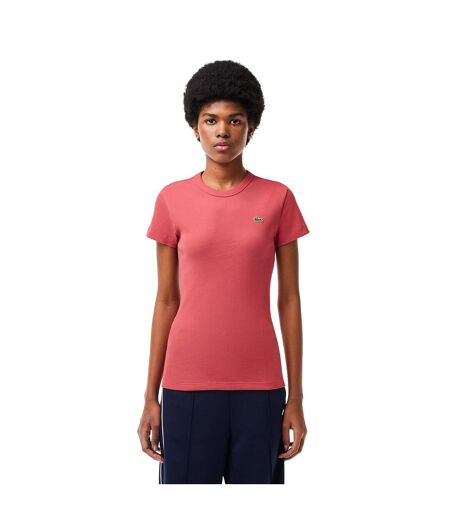 Womens/ladies ribbed slim t-shirt red Lacoste