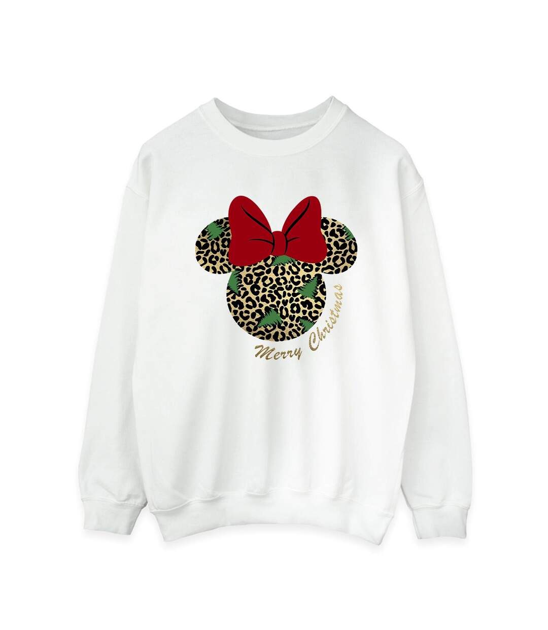 Disney Sweat-shirt de Noël Minnie Mouse léopard Femme/Ladies (Blanc) - UTBI29364-1