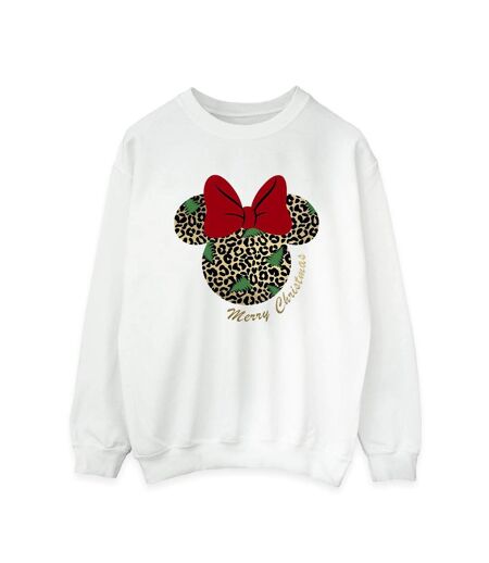 Disney Sweat-shirt de Noël Minnie Mouse léopard Femme/Ladies (Blanc) - UTBI29364