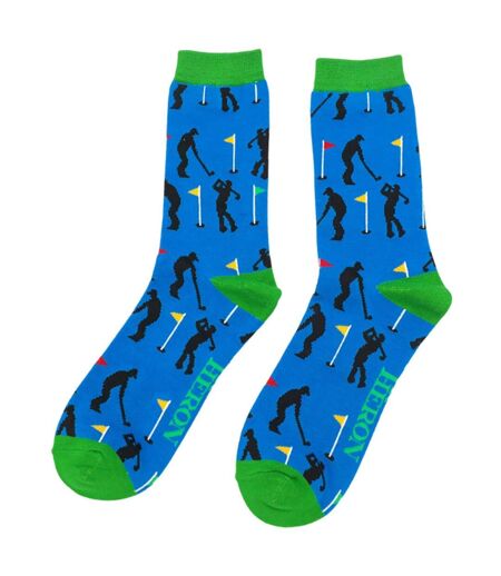 1 Pack Mens Novelty Blue Golf Bamboo Socks