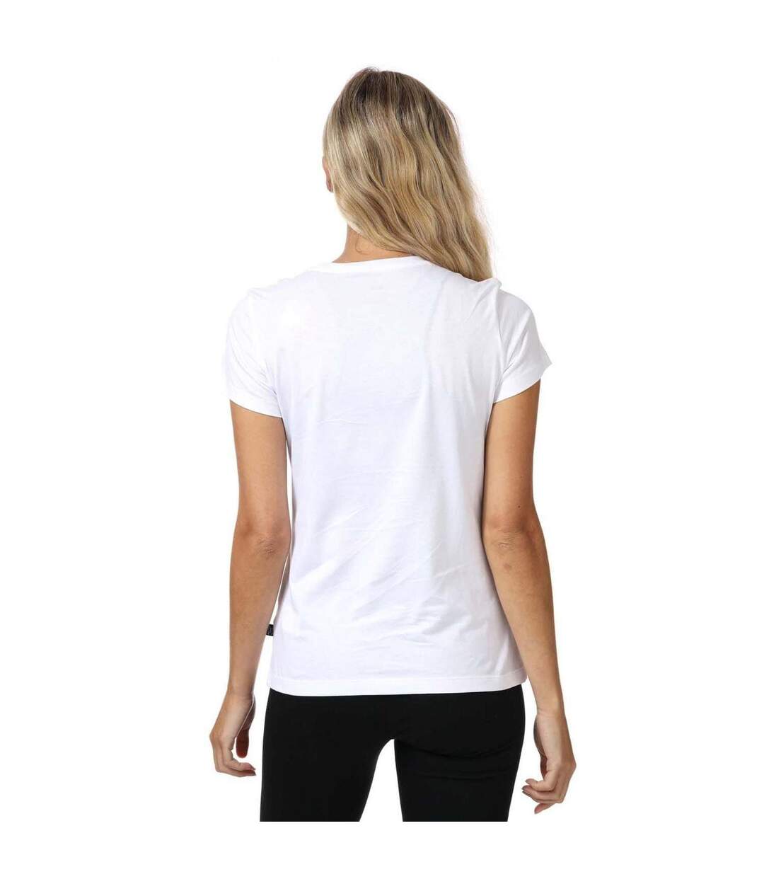 Womens/ladies Small Logo Cotton T-shirt White Puma-3