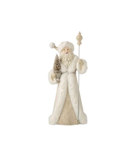 Statuette Déco Père Noël 57cm Blanc & Champagne