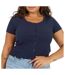 Womens/ladies Ribbed Plus T-shirt Navy Brave Soul-3