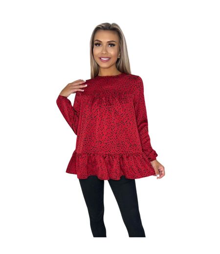 Haut À Smocks Manches Longues Motif/style Imprimé Femme Rouge AX Paris