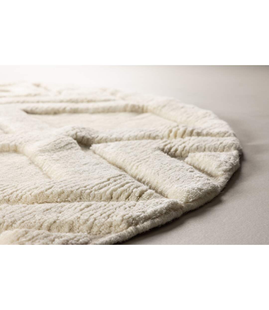 Tapis Déco Rond en Laine Dahlia 200cm Blanc-5