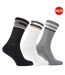 Pack Of 3  Mens Contrast Striped Crew Socks  Black Grey White Boss-1