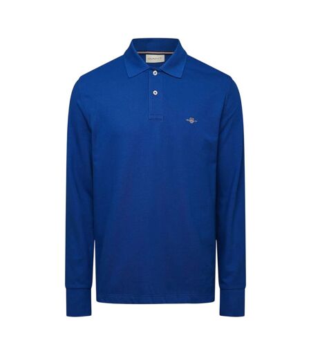Mens Embroidered Logo Long-sleeved Polo Shirt College Navy Gant