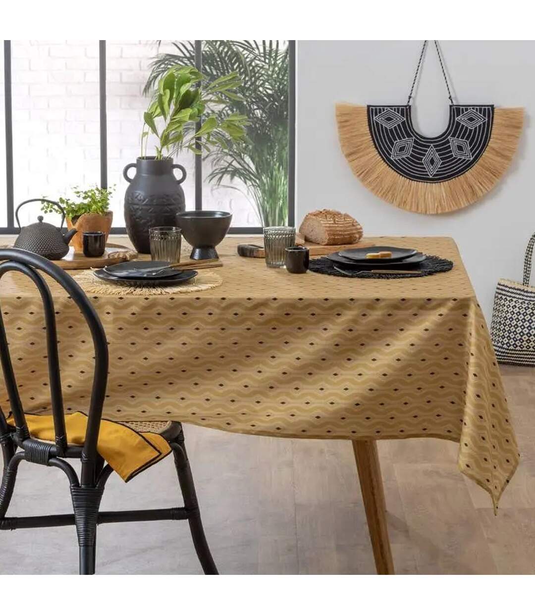 Nappe Antitache à Motifs Quinta 140x240cm Jaune-3