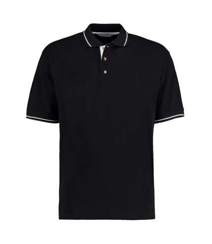 Mens st mellion classic polo shirt black/white Kustom Kit