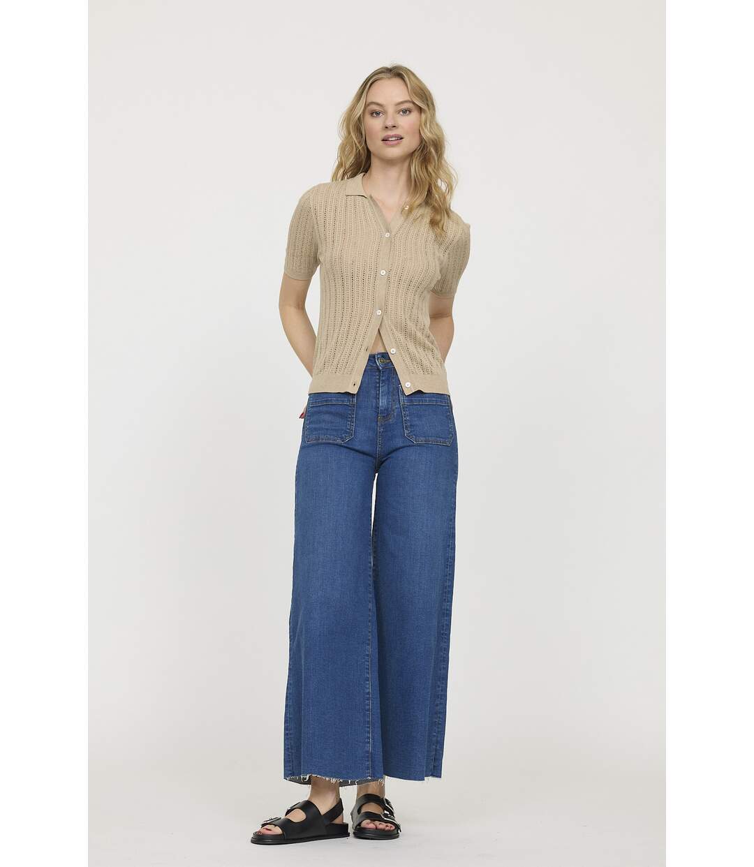 Jean coton cropped flare JOULIA-1