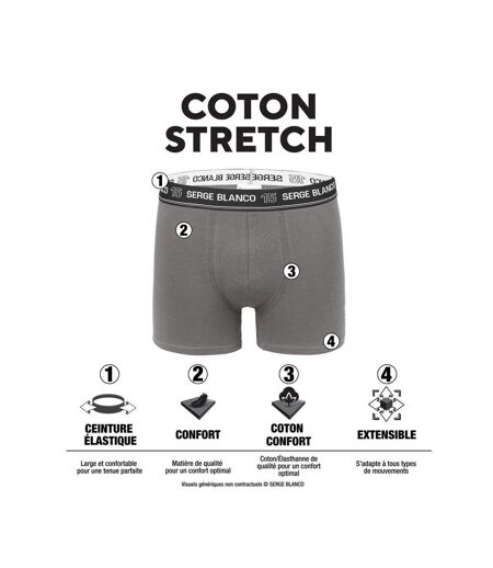Lot de 3 boxers homme en coton uni Premium Serge Blanco
