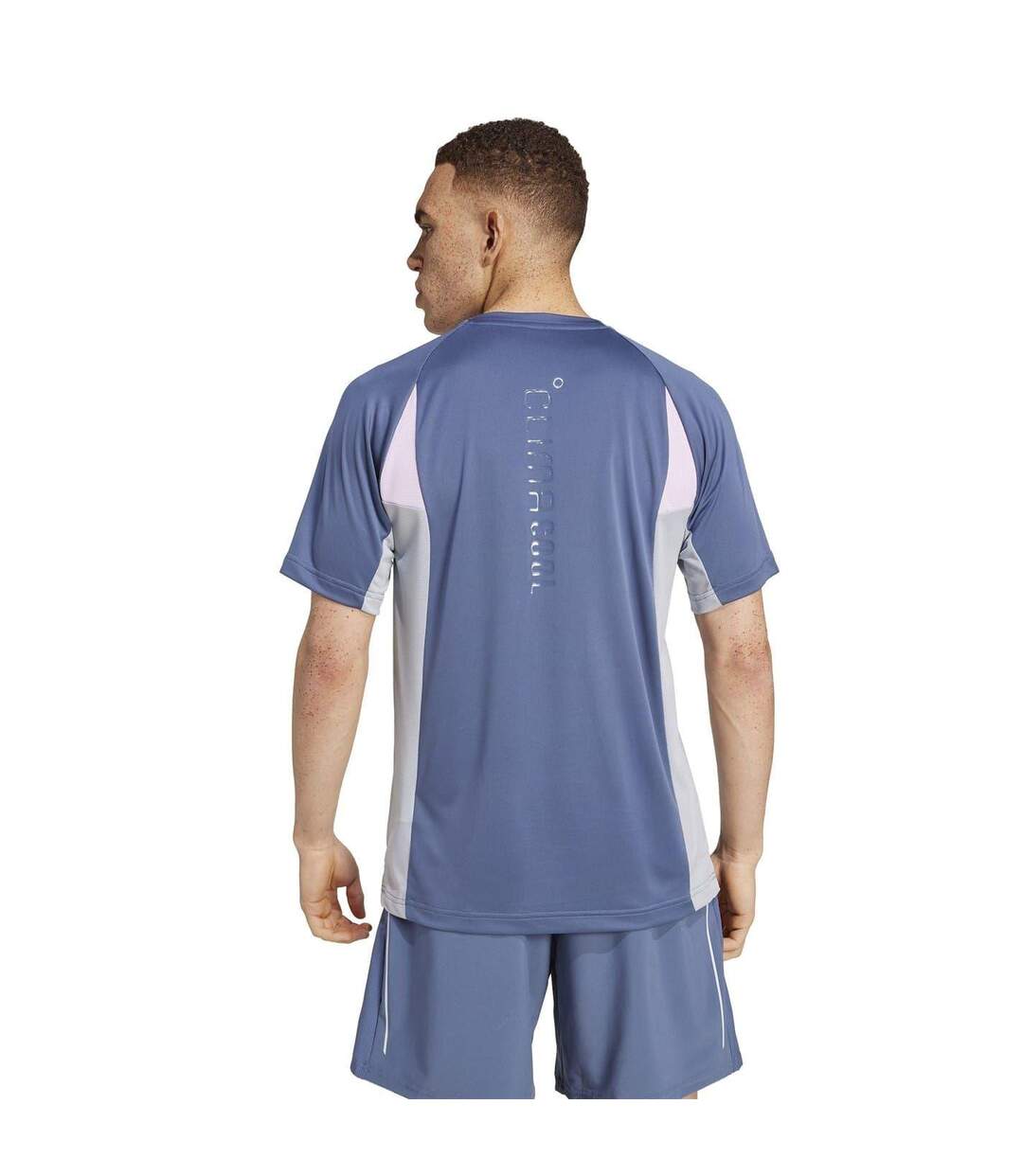 Mens Colour Block Climacool T-shirt Preloved Ink Adidas-3