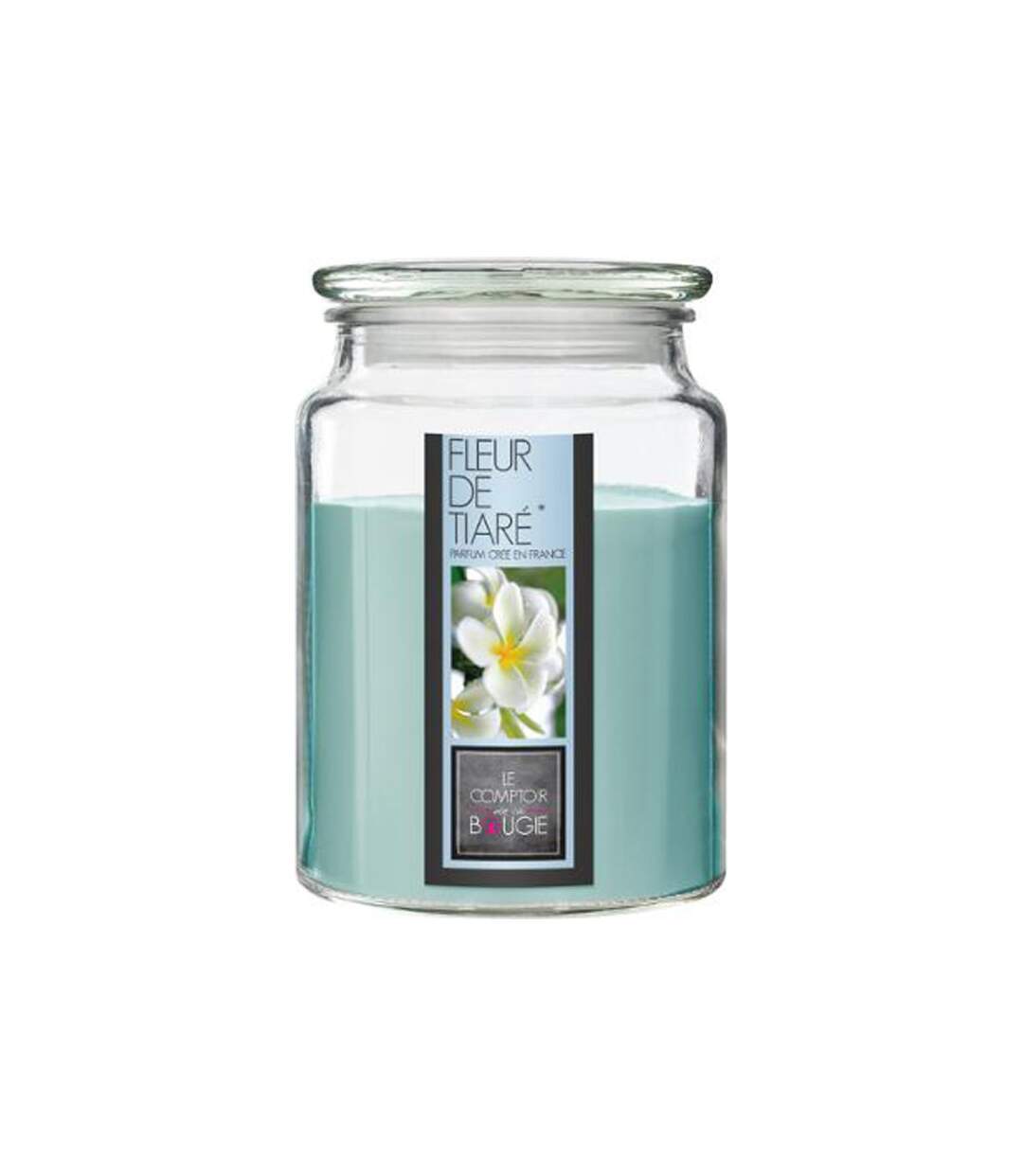 Bougie Parfumée en Verre Couvercle 510g Fleur Tiaré-2