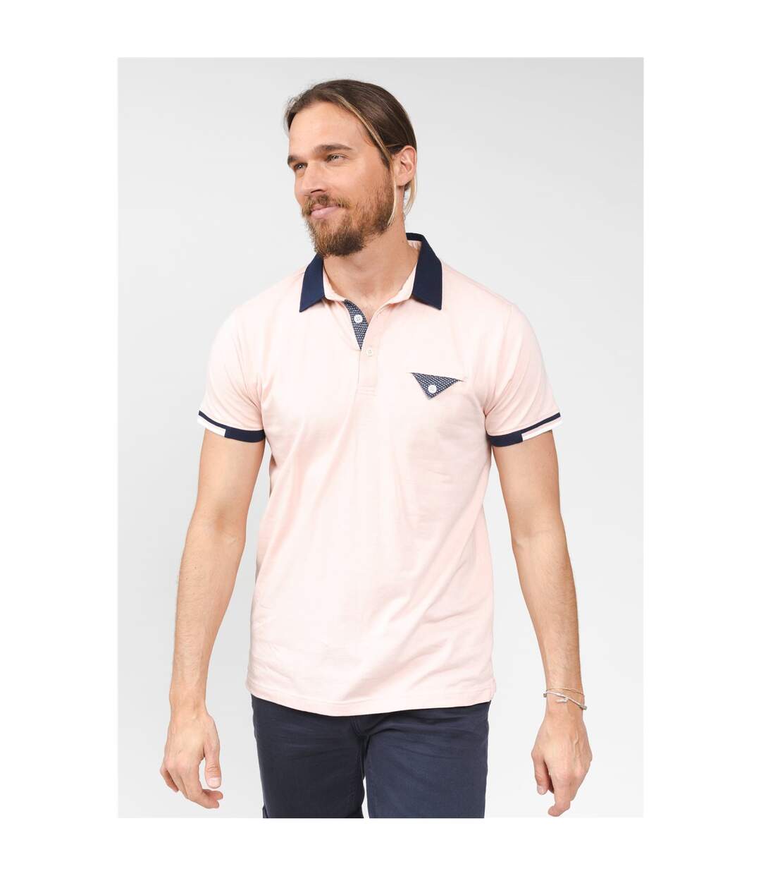 Polo uni détail poche LEAVE Old Pink