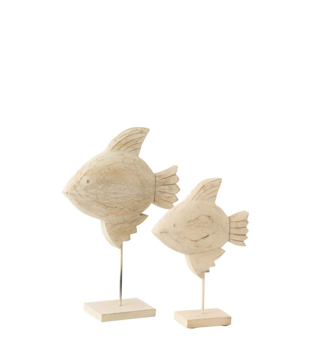 Statuette Poisson sur Pied en Bois Antwan 40cm Naturel-2
