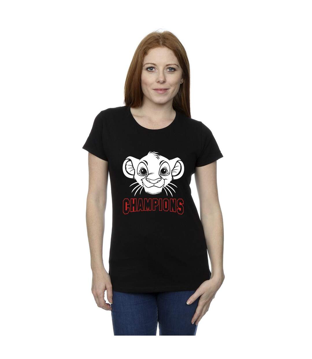 Disney Femmes/Les femmes Le Roi Lion Simba Face Champion Cotton T-Shirt (Noir) - UTBI25242-2