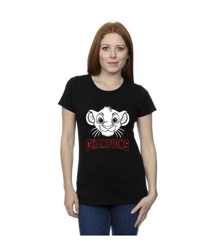 Disney Femmes/Les femmes Le Roi Lion Simba Face Champion Cotton T-Shirt (Noir) - UTBI25242