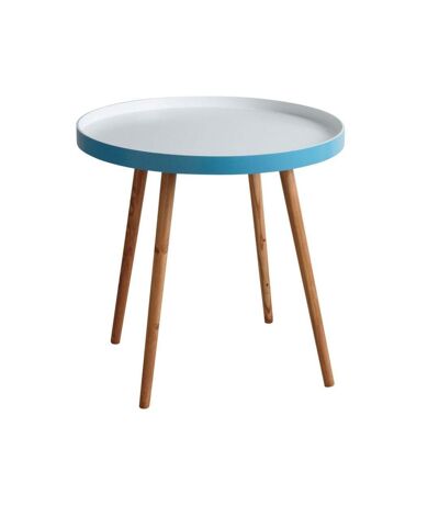 Table d'appoint en bois et MDF laqué bleu