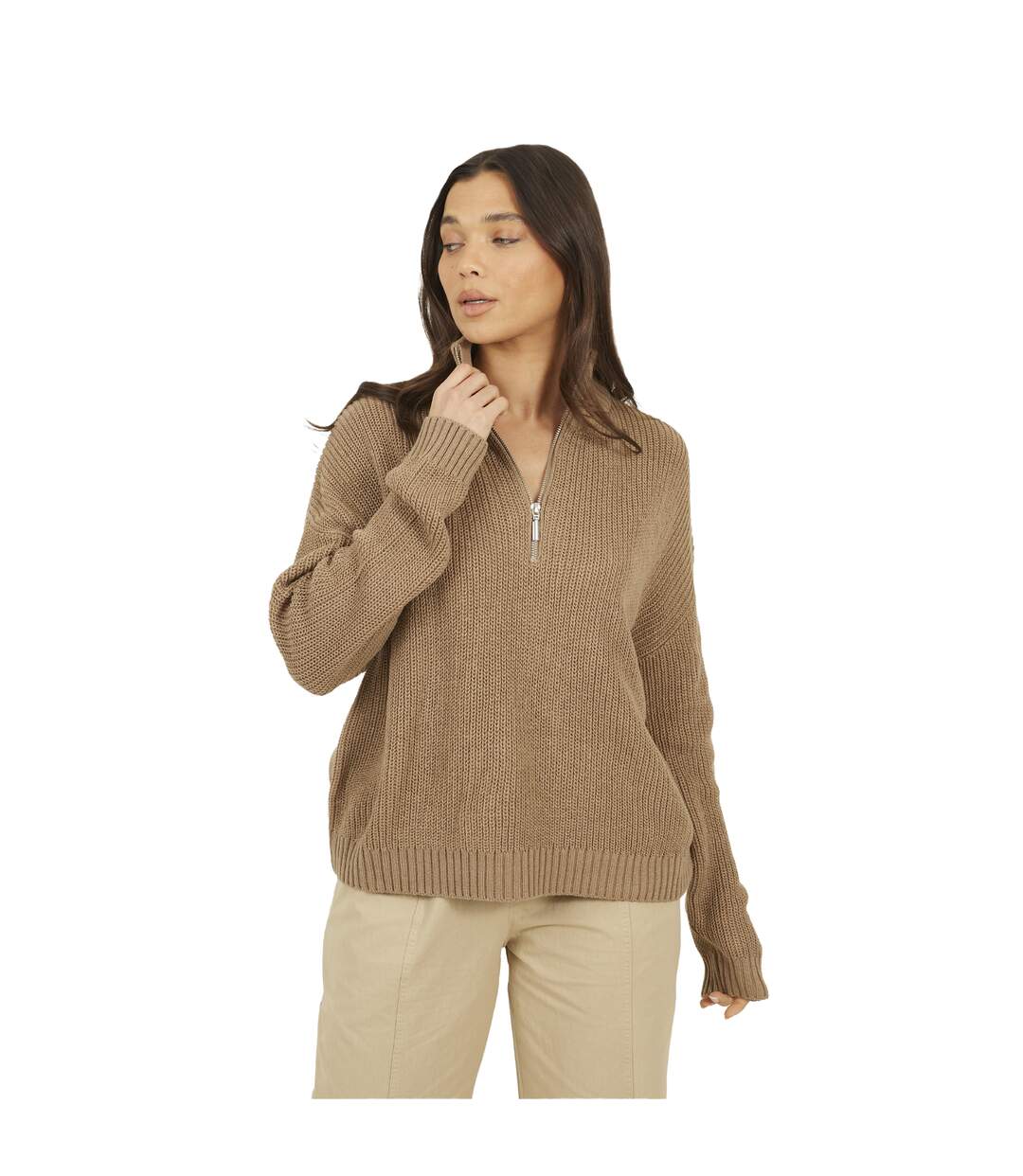 Pull Femme Marron Clair Brave Soul-2