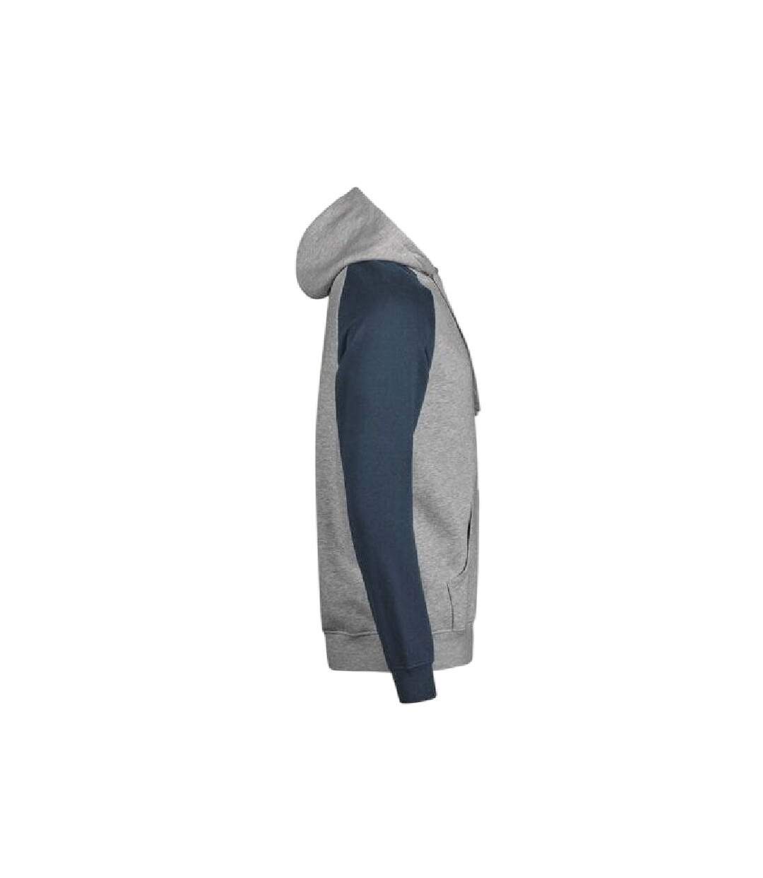 Mens Unlabeled Two Tone Relaxed Fit Raglan Hoodie Heather Grey Ink Tee Jays-4