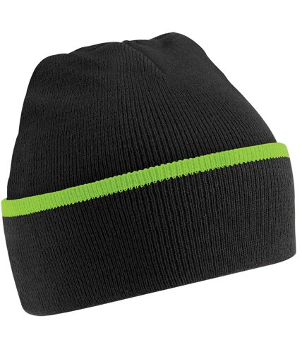 Bonnet teamwear adulte noir / vert citron Beechfield
