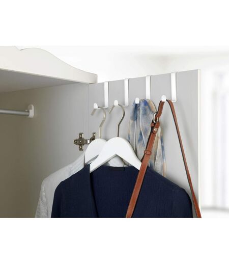 Lot 2x 4 Crochets accroche-serviettes de porte Celano - Blanc