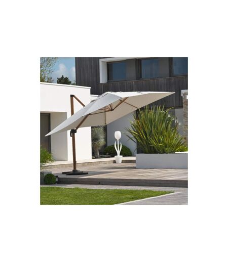 Parasol Déporté Imitation Bois Sevilla 400cm Gris