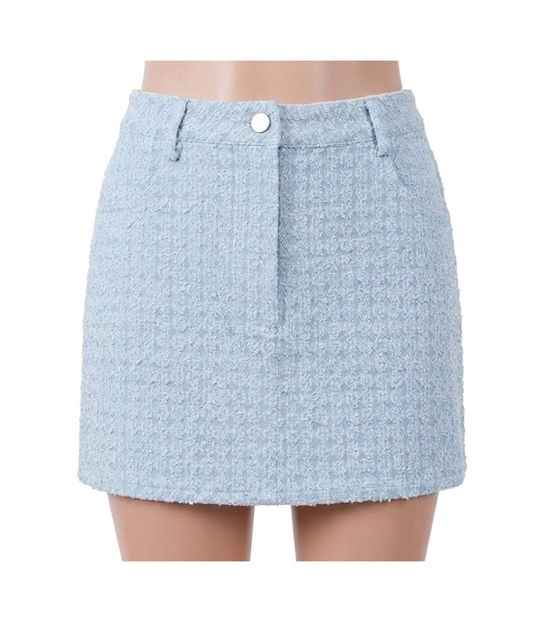 Jupe courte bleu femme pieces denim skirt-1