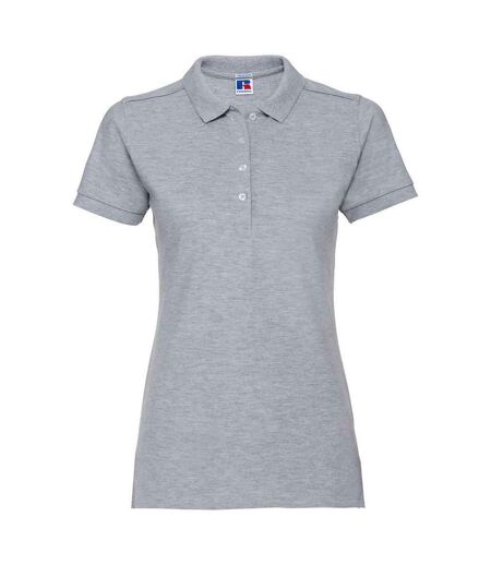 Womens/ladies pique stretch polo shirt light oxford Russell