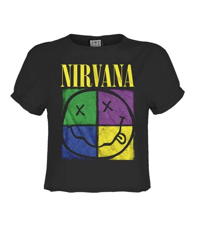 Womens/ladies four square nirvana crop top charcoal Amplified